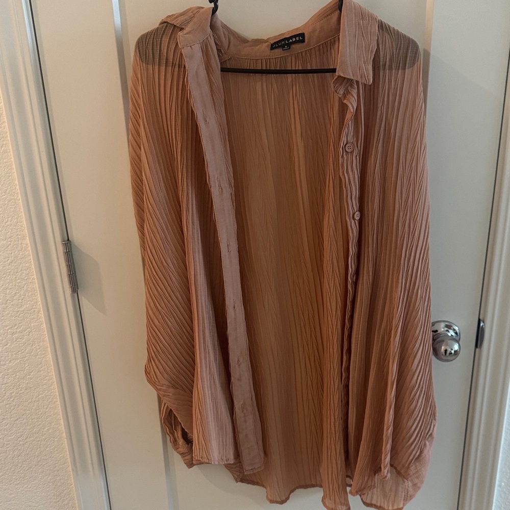 JLUXLABEL Pleated Tan Blouse
